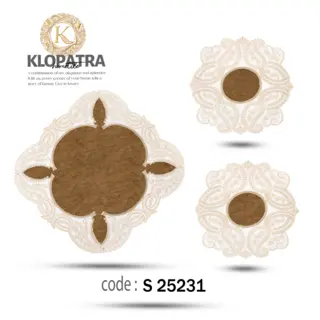 رومیزی مخمل 3تکه قهوه ای روشن