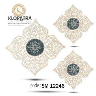 رومیزی سه تکه مربع طرح چهارپر