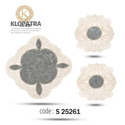 رومیزی مخمل 3 تکه طرح اطلسی - رنگ طوسی