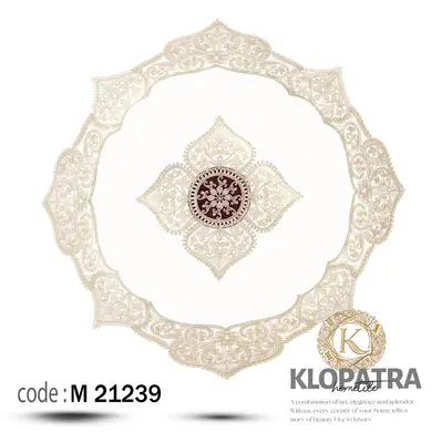 رومیزی مربع طرح الیزه - رنگ زرشکی