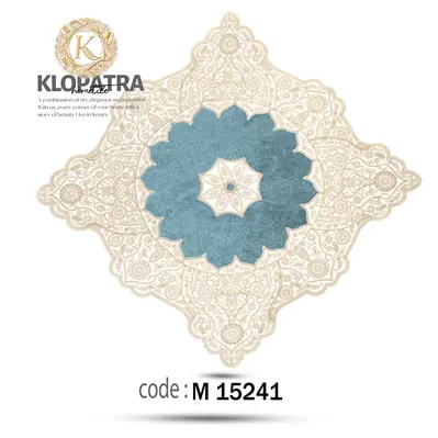 رومیزی مربع طرح خورشیدی - رنگ آبی روشن