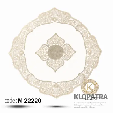رومیزی مربع مخمل طرح ونوس - رنگ خاکی