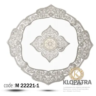 رومیزی مربع مخمل طرح ونوس - رنگ کرم روشن