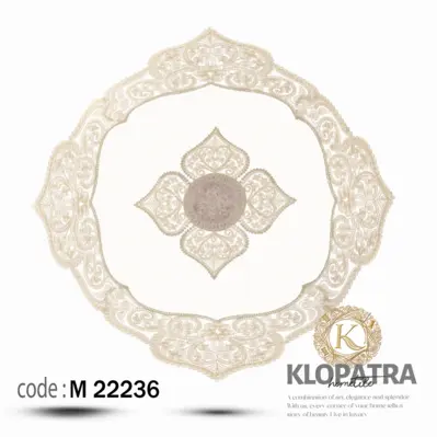 رومیزی مربع مخمل طرح ونوس - رنگ یاسی