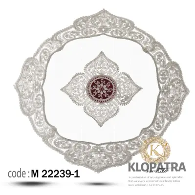 رومیزی مربع مخمل طرح ونوس - رنگ زرشکی