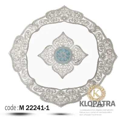 رومیزی مربع مخمل طرح ونوس - رنگ آبی روشن