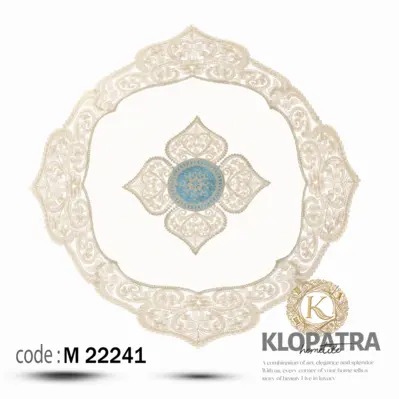 رومیزی مربع مخمل طرح ونوس - رنگ آبی روشن