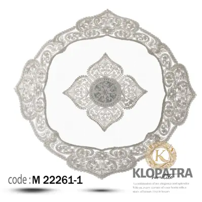 رومیزی مربع مخمل طرح ونوس - رنگ طوسی