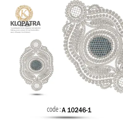 رومیزی عسلی تک طرح گندمی - رنگ آبی درباری 
