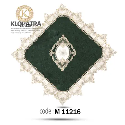 رومیزی مربع طرح گل برجسته - رنگ سبز