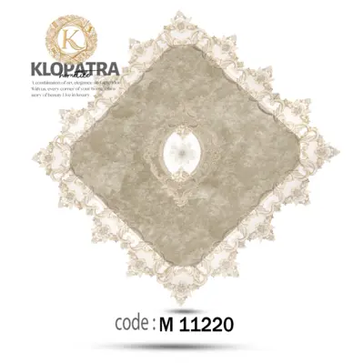 رومیزی مربع طرح گل برجسته - رنگ خاکی