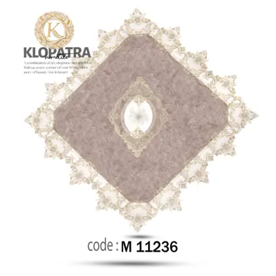 رومیزی مربع طرح گل برجسته - رنگ یاسی