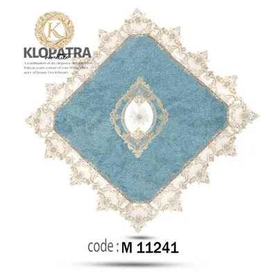 رومیزی مربع طرح گل برجسته - رنگ آبی روشن