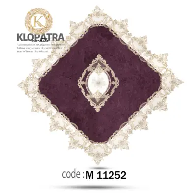 رومیزی مربع طرح گل برجسته - رنگ بنفش
