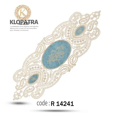 رومیزی رانر طرح زنبق - رنگ آبی روشن
