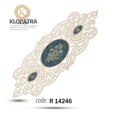 رومیزی رانر طرح زنبق - رنگ آبی درباری