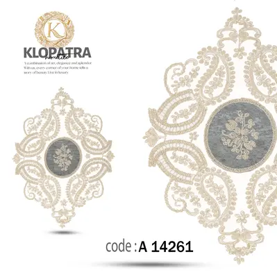رومیزی میزعسلی طرح زنبق - رنگ طوسی