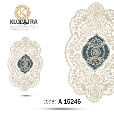 رومیزی میزعسلی تک طرح خورشیدی - رنگ آبی درباری