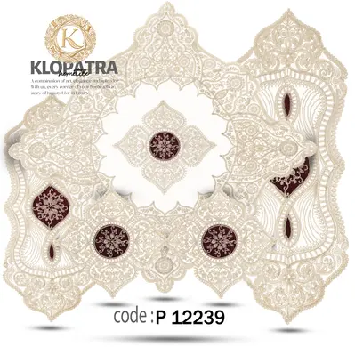 سرویس کامل رومیزی طرح چهارپر - رنگ زرشکی